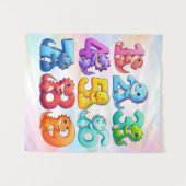 Cute Numbers Animals Maths Poster for Kids Wandkleed (Voorkant (horizontaal))