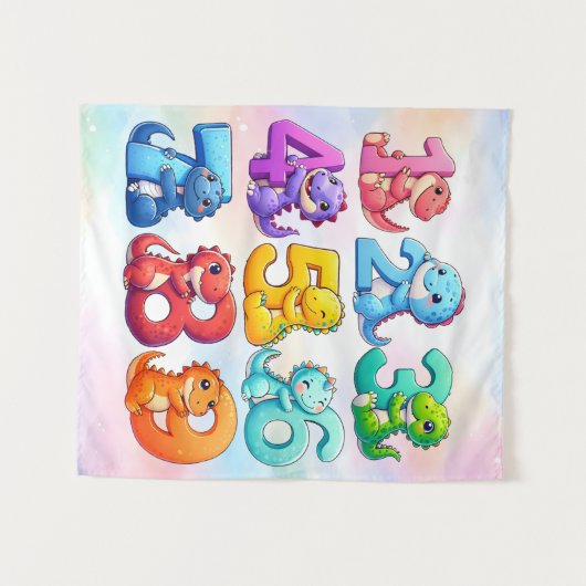 Cute Numbers Animals Maths Poster for Kids Wandkleed (Voorkant (horizontaal))