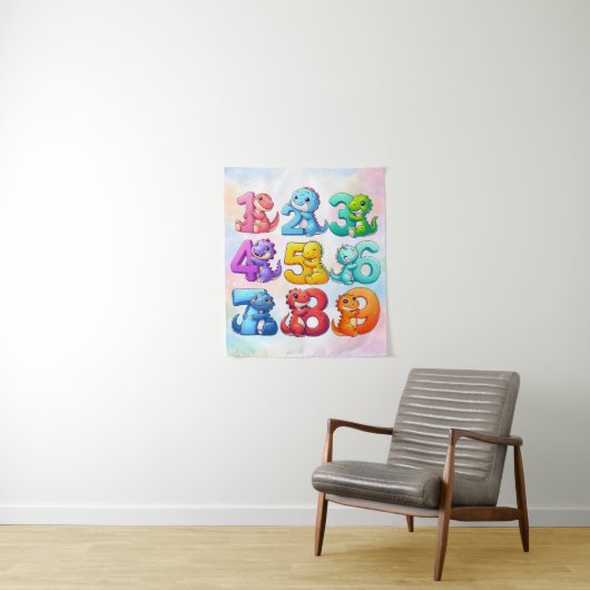 Cute Numbers Animals Maths Poster for Kids Wandkleed (In situ)