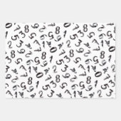 Cute Numbers Black White Grey Pattern Mathematics Inpakpapier Vel (Voorkant 3)