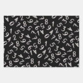 Cute Numbers Black White Grey Pattern Mathematics Inpakpapier Vel (Voorkant 2)