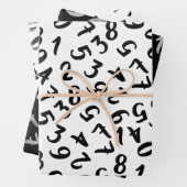 Cute Numbers Black White Grey Pattern Mathematics Inpakpapier Vel (In situ)