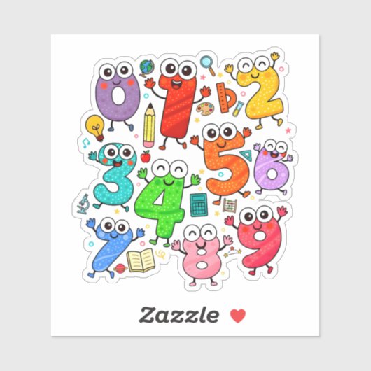Cute Numbers Characters Sticker for Kids (Vel)