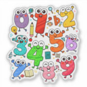 Cute Numbers Characters Sticker voor Kinderen (Voorkant)