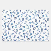 Cute Numbers Pattern Blue Green Mathematics Inpakpapier Vel (Voorkant 2)