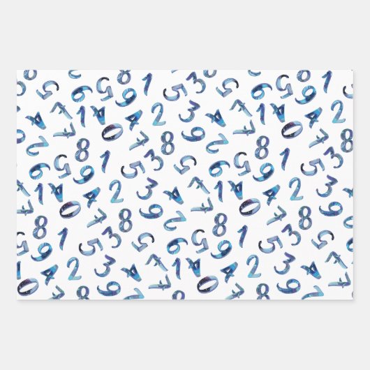 Cute Numbers Pattern Blue Green Mathematics Inpakpapier Vel (Voorkant 2)