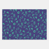 Cute Numbers Pattern Blue Green Mathematics Inpakpapier Vel (Voorkant)