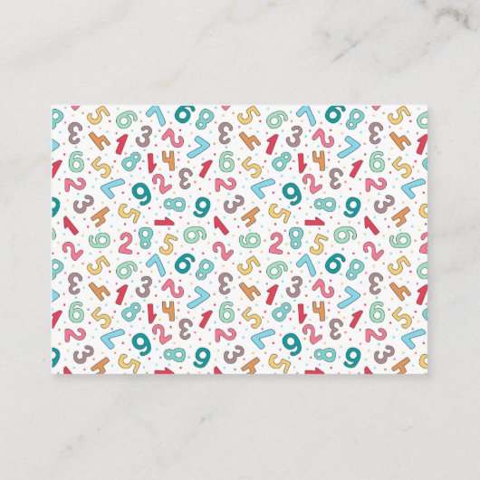 Cute Numbers Pattern - Substitutionale leraar/Tuto Visitekaartje (Achterkant)