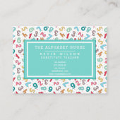 Cute Numbers Pattern - Substitutionale leraar/Tuto Visitekaartje (Voorkant)