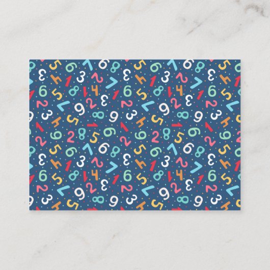 Cute Numbers Pattern - Substitutionale leraar/Tuto Visitekaartje (Achterkant)