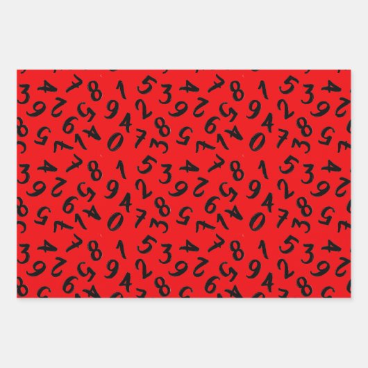 Cute Numbers White Red Black Pattern wiskunde Inpakpapier Vel (Voorkant 3)