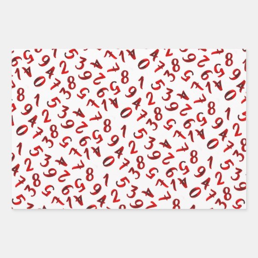 Cute Numbers White Red Black Pattern wiskunde Inpakpapier Vel (Voorkant 2)