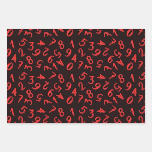 Cute Numbers White Red Black Pattern wiskunde Inpakpapier Vel (Voorkant)