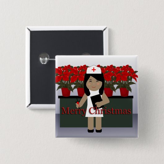 Cute Nurse 1 Kerstmis-Button Vierkante Button 5,1 Cm (Voorkant /achterkant)