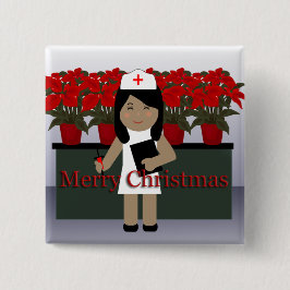Cute Nurse 1 Kerstmis-Button Vierkante Button 5,1 Cm