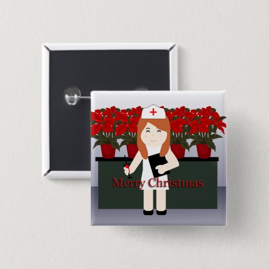 Cute Nurse 5 Kerstmis Button (Voorkant /achterkant)