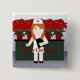 Cute Nurse 5 Kerstmis Button