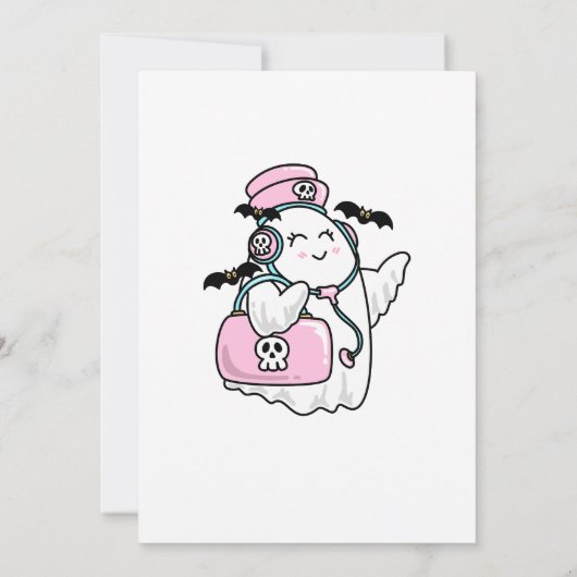Cute Nurse Boo Halloween Costume Party Kaart (Achterkant)