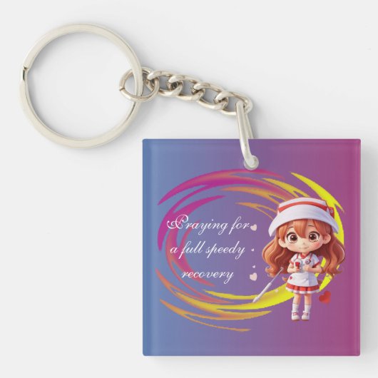 Cute Nurse Cartoon Keychain – Speedy Recovery Gift (Voorkant)