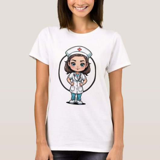 Cute Nurse Cartoon Women's T-Shirt (Voorkant)