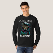 Cute Nurse Cat Peace Nursing RN & LPN Nurse L T-shirt (Voorkant volledig)