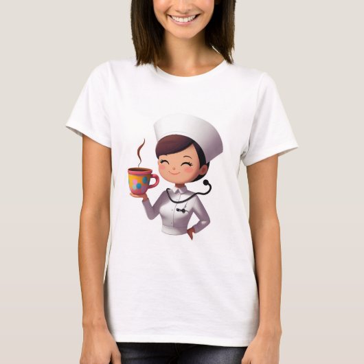 Cute Nurse Coffee Lover Tee T-shirt (Voorkant)