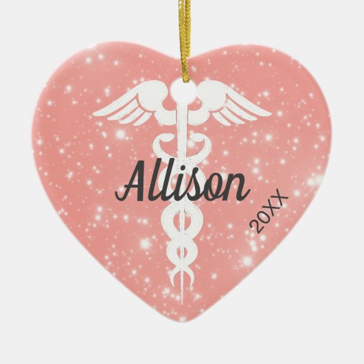 Cute Nurse Doctor Gepersonaliseerd Kerst van het h Keramisch Ornament (Voorkant)