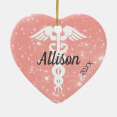Cute Nurse Doctor Gepersonaliseerd Kerst van het h Keramisch Ornament (Achterkant)
