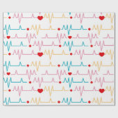 Cute Nurse EKG Pattern Heart Cardiogram Surgeon Cadeaupapier (Vlak)