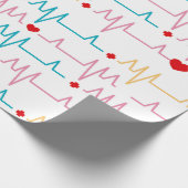 Cute Nurse EKG Pattern Heart Cardiogram Surgeon Cadeaupapier (Hoek)