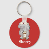 Cute Nurse elephant add name sleutelhanger (Voorkant)