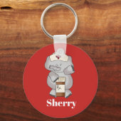 Cute Nurse elephant add name sleutelhanger (Voorkant)