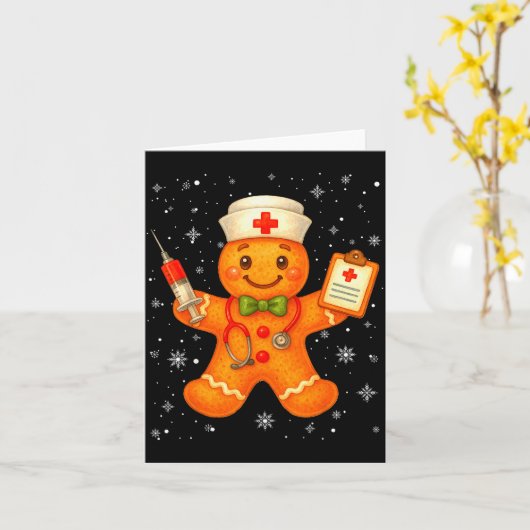 Cute Nurse Gingerbread Pjs Christmas Xmas Nurse Rn Kaart (Gele Bloem)