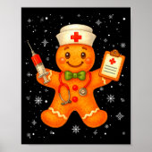 Cute Nurse Gingerbread Pjs Christmas Xmas Nurse Rn Poster (Voorkant)