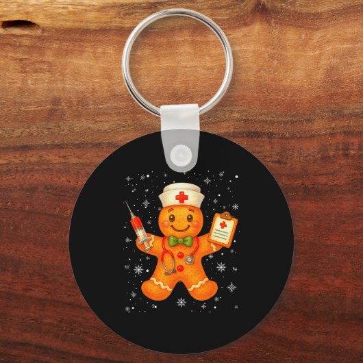 Cute Nurse Gingerbread Pjs Christmas Xmas Nurse Rn Sleutelhanger (Voorkant)