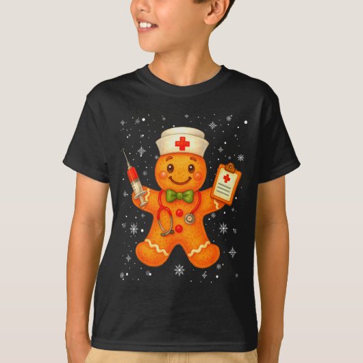 Cute Nurse Gingerbread Pjs Christmas Xmas Nurse Rn T-shirt (Voorkant)