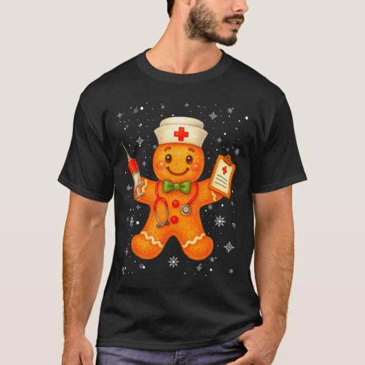 Cute Nurse Gingerbread Pjs Christmas Xmas Nurse Rn T-shirt (Voorkant)