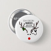 Cute Nurse Kerststethoscoop Reindeer Ronde Button 5,7 Cm (Voorkant /achterkant)