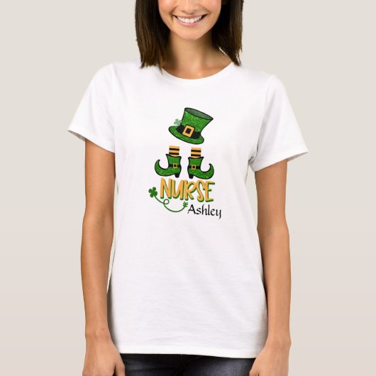 Cute Nurse Leprechaun voegen naam Vrouwen T-Shirt (Voorkant)