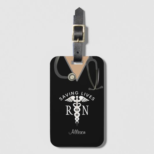 Cute Nurse Medical Scrub Top Persoonlijk Bagagelabel (Voorkant (verticaal))