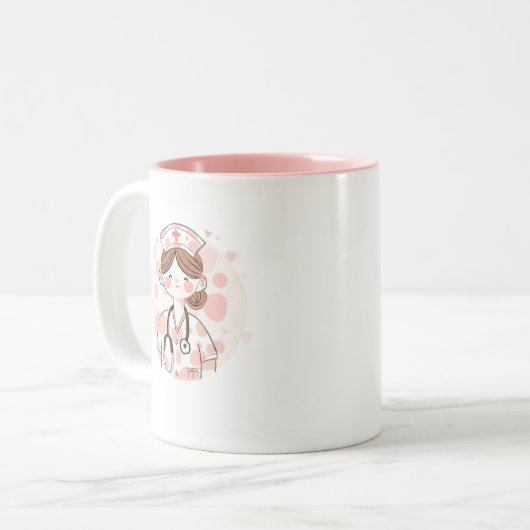 Cute Nurse Mug Personalized Gift Tweekleurige Koffiemok (Voorkant links)