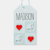 Cute Nurse of Doctor Stethoscope en Heart Pattern Cadeaulabel (Achterkant)
