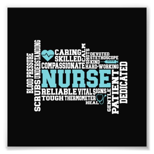 Cute Nurse RN LVN Nursing School Medical Foto Afdruk (Voorkant)
