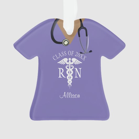 Cute Nurse Scrub Top Paars Personalized Ornament (voorkant)