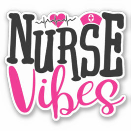 Cute Nurse Vibes Hot Pink Black Typografie Sticker