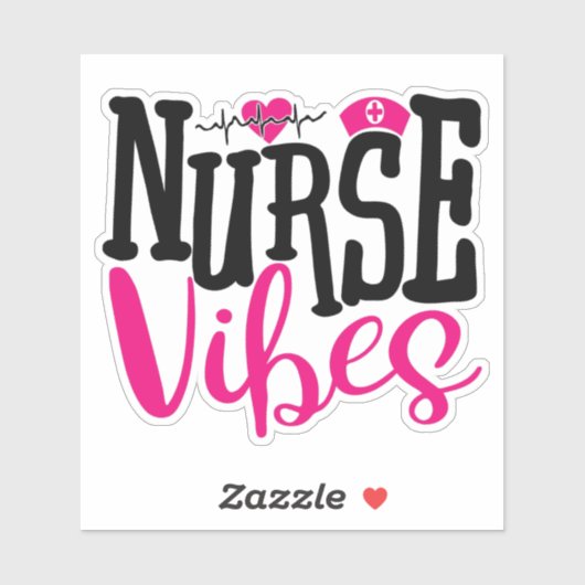 Cute Nurse Vibes Hot Pink Black Typografie Sticker (Vel)