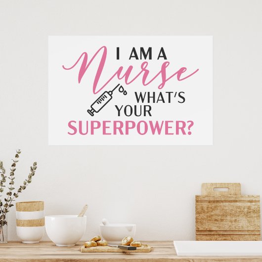 Cute Nurse word art decor poster (Keuken)