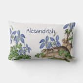 Cute Nursery Blue Floral Rabbit Waterverf Bunny Kussen (Achterkant)
