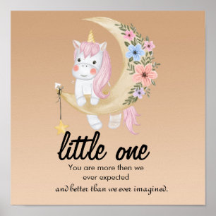 Cute nursery citeert unicorn moon poster print