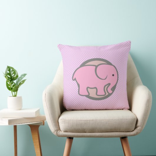Cute Nursery Decor Pink Elephant Polka puntpatroon Kussen (Stoel)